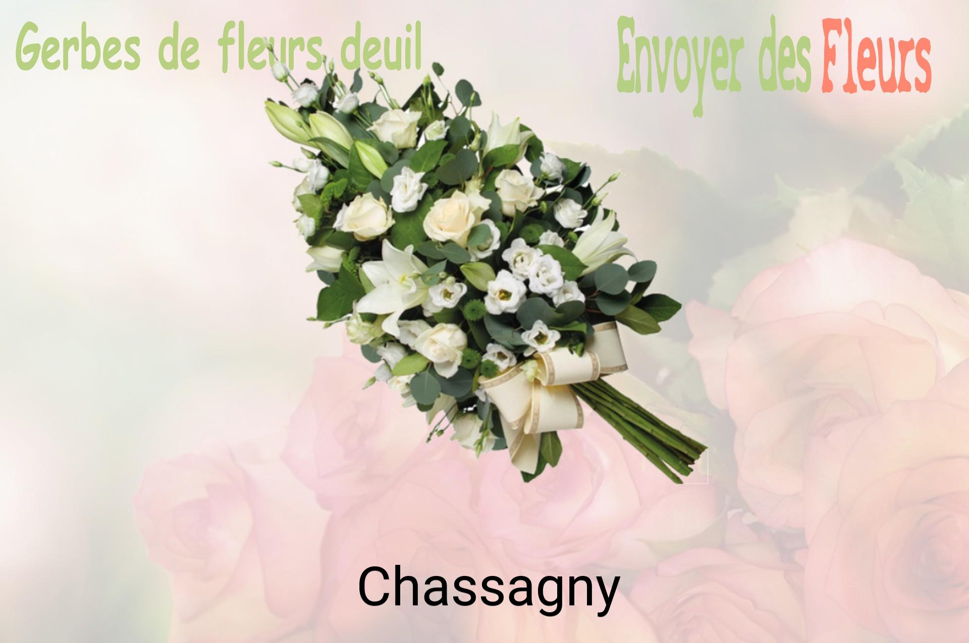 Gerbe de fleurs de deuil livrée à Chassagny